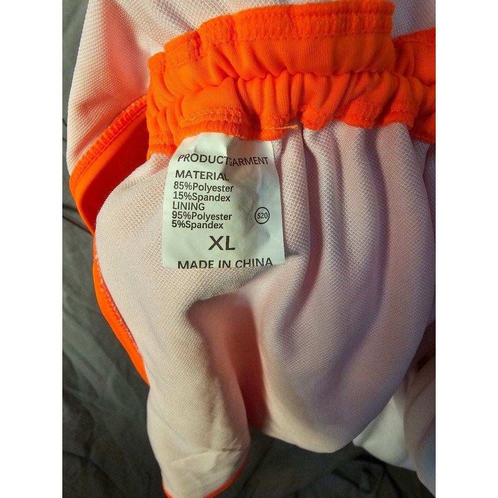 Neon Orange Ruched One Piece Swimsuit Women XL Side Tie Scoop Neck Swimwear - Picture 3 of 3